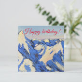 Blauwe bergkaart voor verjaardag (Staand voorkant)