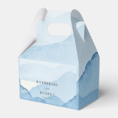 Blauwe Bergketen Landschap Monogram Bruiloft Bedankdoosjes (Voorkant Zijde)