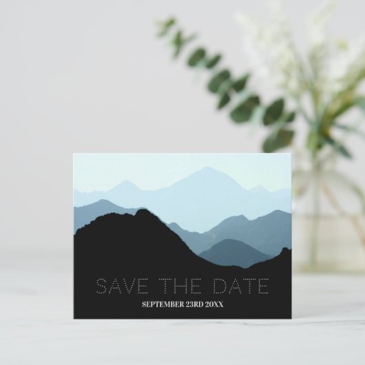 Blauwe bergketen, rustieke bruiloft Bewaar de datu Briefkaart (Staand voorkant)