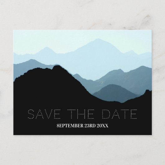 Blauwe bergketen, rustieke bruiloft Bewaar de datu Briefkaart (Voorkant)