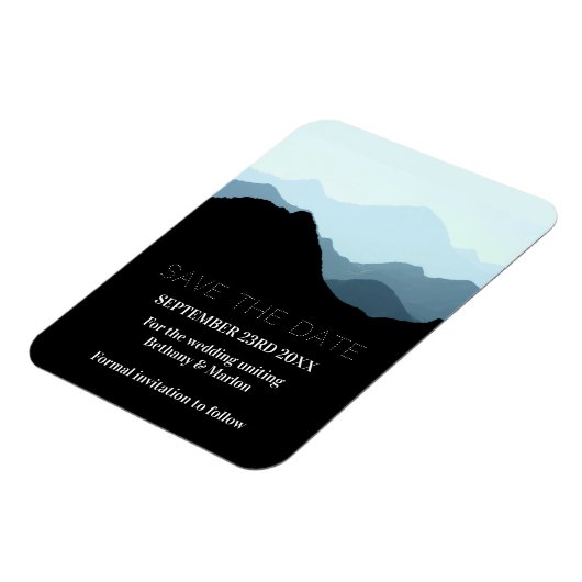 Blauwe bergketen, rustieke bruiloft Bewaar de datu Magneet (Linkerzijde)