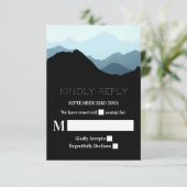 Blauwe Bergketen, Rustieke Bruiloft RSVP Kaartje (Staand voorkant)