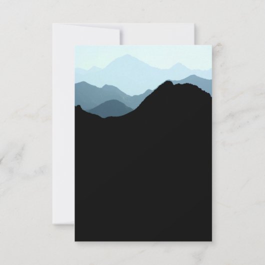 Blauwe Bergketen, Rustieke Bruiloft RSVP Kaartje (Achterkant)