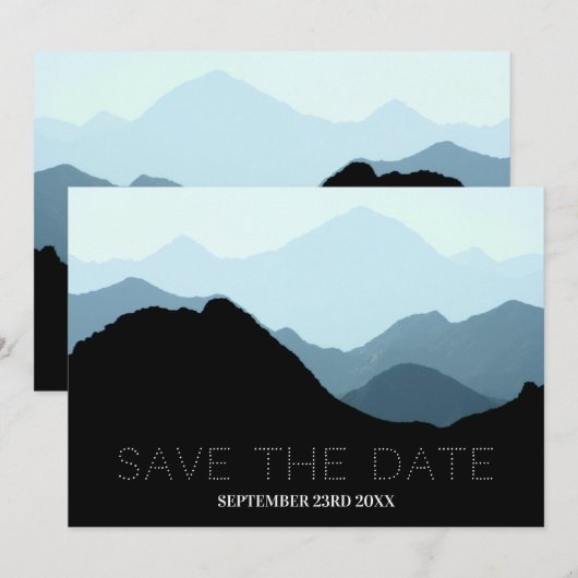 Blauwe Bergketen, Rustieke Bruiloft Save The Date (Voorkant / Achterkant)