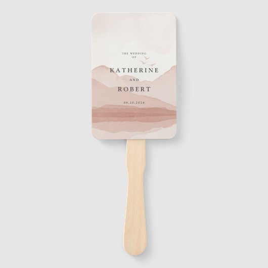 Blauwe Bergketen Trouwprogramma Hand Fan Handwaaier (Voorkant)