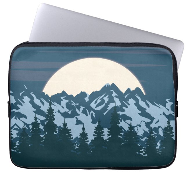 Blauwe berglandschap laptop sleeve (Voorkant)