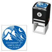 Blauwe Berglandschap Silhouet Retouradres Zelfinktende Stempel (In situ)