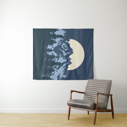 Blauwe berglandschap wandkleed (In Situ (horizontaal))