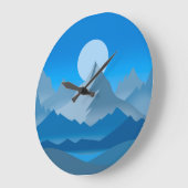 Blauwe bergtoppen landschapsillustratie grote klok (Hoek)