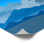 Blauwe bergtoppen landschapsillustratie poster (Hoek)
