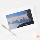 Blauwe bergzonsondergang abstract landschapsschild rechthoekige sticker (Envelop)