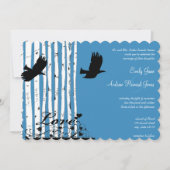 Blauwe Berk Love Bird Bos Bruiloft Uitnodigingen (Voorkant)