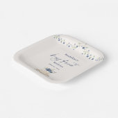 Blauwe Bes Eerste Verjaardagstaart Papieren Bordje (Gebogen)