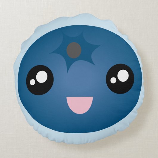 Blauwe Bes Emoji van het Gezicht van Kawaii de Rond Kussen (Achterkant)
