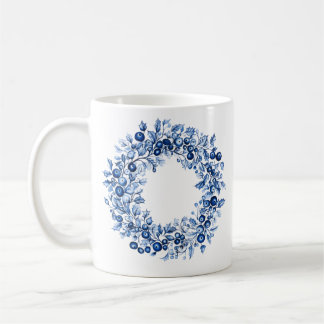 Blauwe Bes Winter Hulst Krans Kerstmis Koffiemok