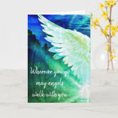 Blauwe Beschermengelkaart – Engelen Lopen Met Jou Kaart (Gele Bloem)