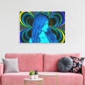Blauwe Beschouwing Canvas Afdruk (Insitu (Woonkamer))