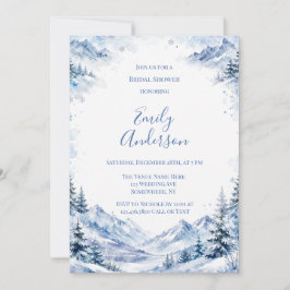 Blauwe Besneeuwde Aquarel Bergen Bruidsborrel Kaart