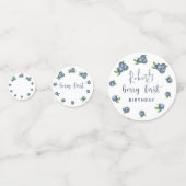 Blauwe bessen 1e verjaardag kinder feest confetti (Voorkanten)