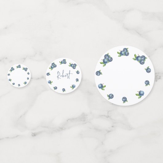 Blauwe bessen 1e verjaardag kinder feest confetti (Achterkanten)