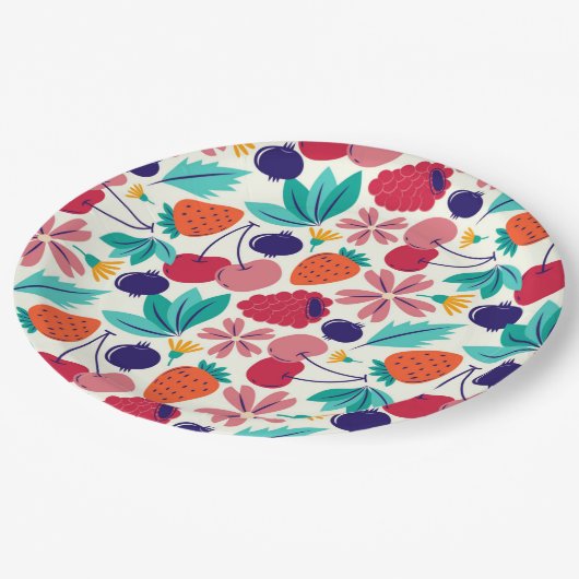 Blauwe bessen Aardbeien Bessen zoete Verjaardag Papieren Bordje (Gekanteld)