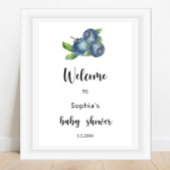 Blauwe bessen baby shower poster