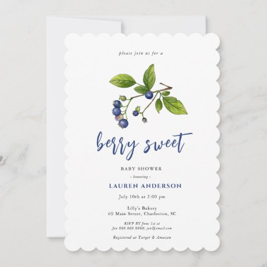  Blauwe bessen Berry zoet baby shower Kaart (Voorkant)
