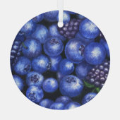 Blauwe bessen Blackberries Waterverf Naadloze Patt Glas Ornament (Achterkant)