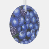 Blauwe bessen Blackberries Waterverf Naadloze Patt Glas Ornament (Voorkant Rechts)