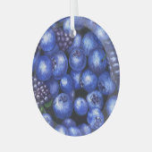Blauwe bessen Blackberries Waterverf Naadloze Patt Glas Ornament (Voorkant links)