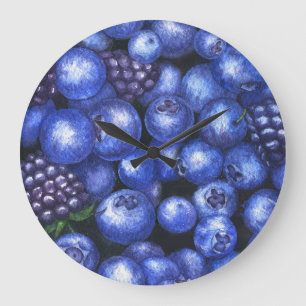 Blauwe bessen Blackberries Waterverf Naadloze Patt Grote Klok