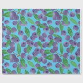 Blauwe bessen - blauwe achtergrond cadeaupapier (Vlak)