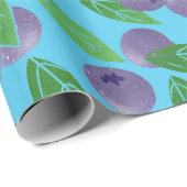 Blauwe bessen - blauwe achtergrond cadeaupapier (Rol Hoek)