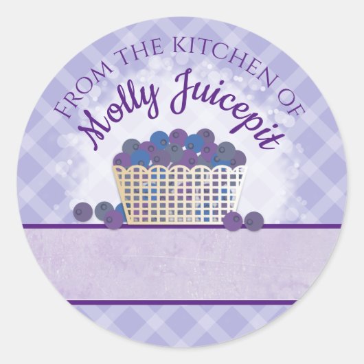 Blauwe bessen blauwe bessen taart fruit jam inblik ronde sticker (Voorkant)