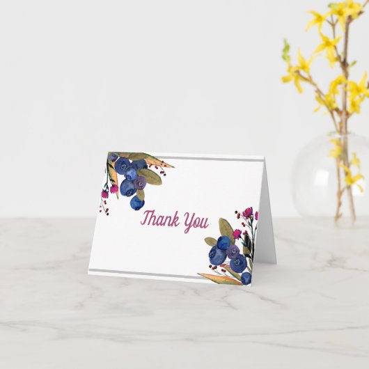 Blauwe bessen Dank je wel Kaart (Gele Bloem)