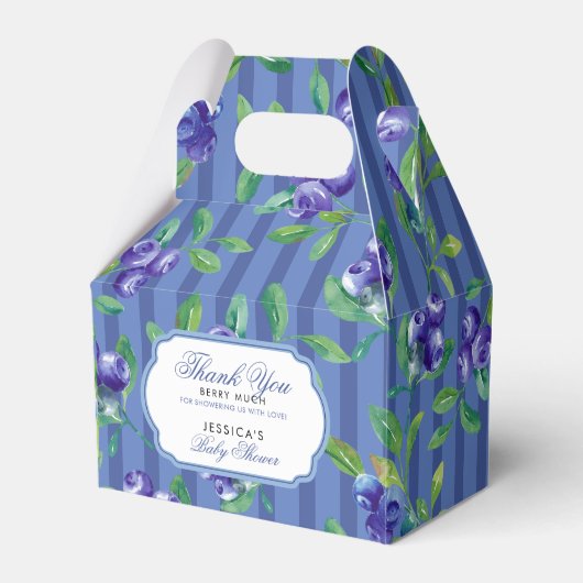 Blauwe bessen Dank u Berry Veel Baby shower Bedankdoosjes (Voorkant Zijde)