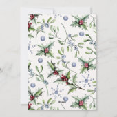 Blauwe bessen Elegante krans Vrolijke Kerstmis Kaa Feestdagenkaart (Achterkant)