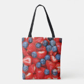 Blauwe bessen en aardbeien tote bag (Achterkant)