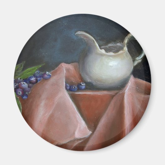 Blauwe bessen en Cream Crop Magneet (Voorkant)