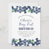 Blauwe bessen Fruit 1e Berry Eerste Verjaardag Kaart (Voorkant)