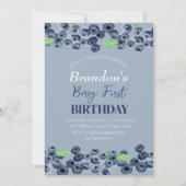 Blauwe bessen Fruit 1e Berry Eerste Verjaardag Kaart (Voorkant)