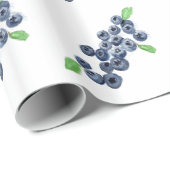 Blauwe bessen fruit Berry 1e Verjaardag waterverf Cadeaupapier (Rol Hoek)