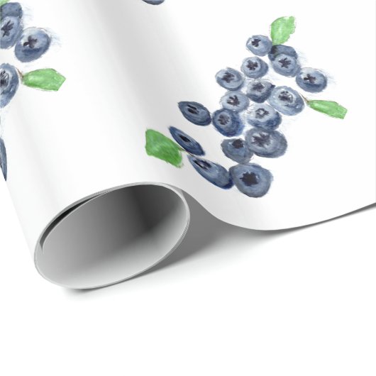 Blauwe bessen fruit Berry 1e Verjaardag waterverf Cadeaupapier (Rol Hoek)