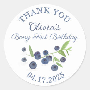 Blauwe bessen Fruit Berry Eerste 1e Verjaardag Ronde Sticker