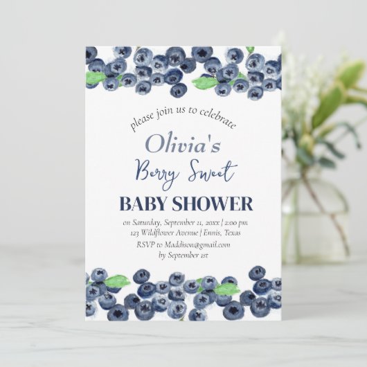 Blauwe bessen Fruit Berry Sweet Baby shower Kaart (Staand voorkant)