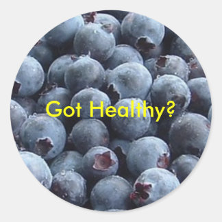 Blauwe bessen, gezond geworden? ronde sticker