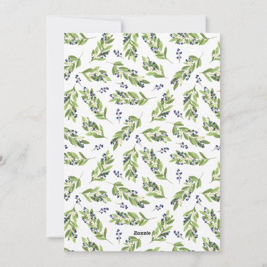 Blauwe bessen groen foto Vrolijk kerstfeest Feestdagenkaart (Achterkant)