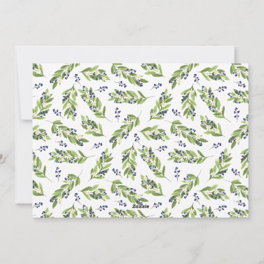 Blauwe bessen groen fotocollage vrolijke kerst feestdagenkaart (Achterkant)