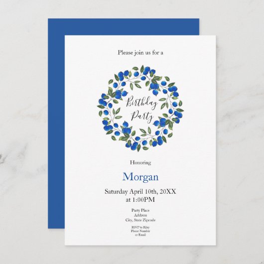 Blauwe bessen krans kaart (Voorkant / Achterkant)