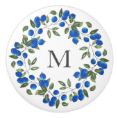 Blauwe bessen krans keramische knop (Voorkant)